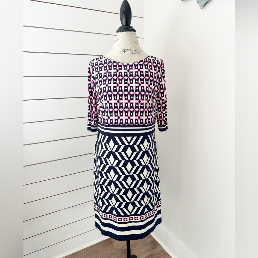 Eliza J Jersey Dress Retro Print Sz 10 Designer